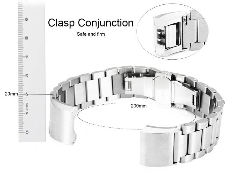 20mm Stainless Steel Butterfly Clasp Alternative Bracelet Band for Fitbit Charge2 Smartband