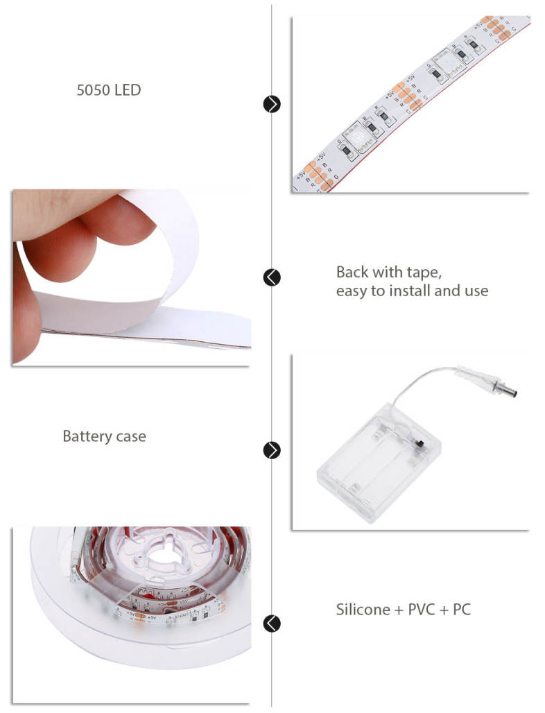 DC 5V 5W 600LM 1M LED Strip Light Waterproof RGB Lamp with 30 LEDs