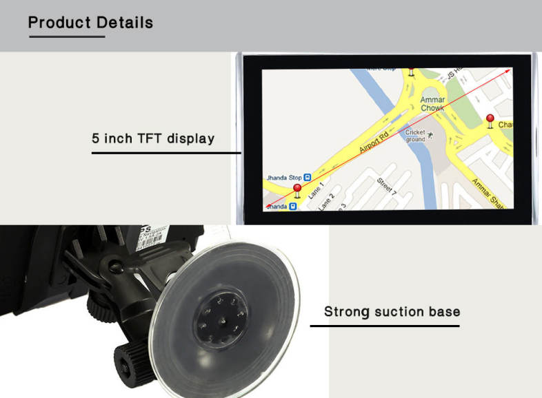 A2 5 inch Vehicle GPS Navigation TFT Touch Screen FM Radio Video Player