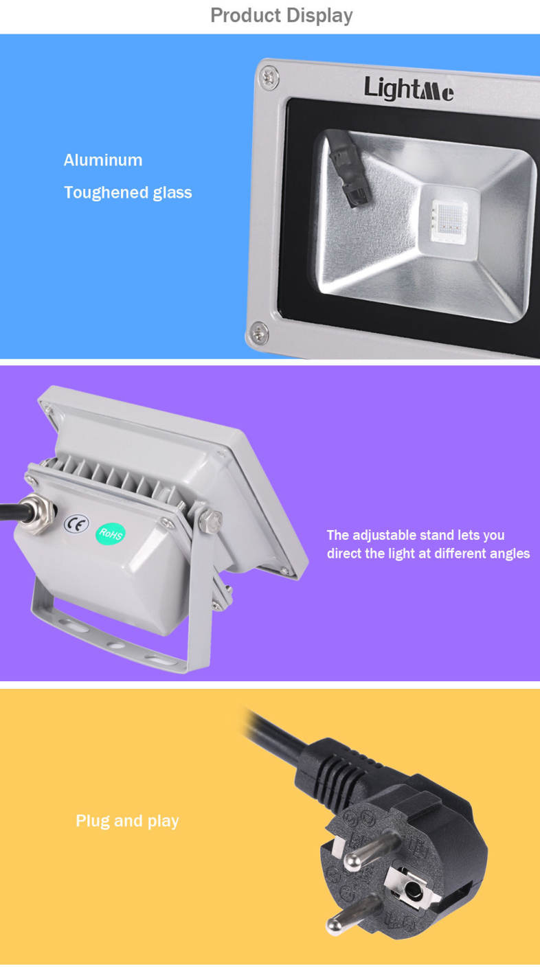 Lightme Outdoor AC 85 - 265V 5W LED Flood Light Waterproof Colorful Landscape Security Spotlight with Remote Controller