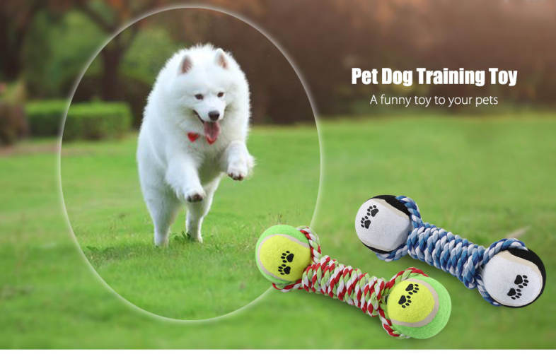 Knot Rope Dog Chew Training Pet Toy with Tennis Ball