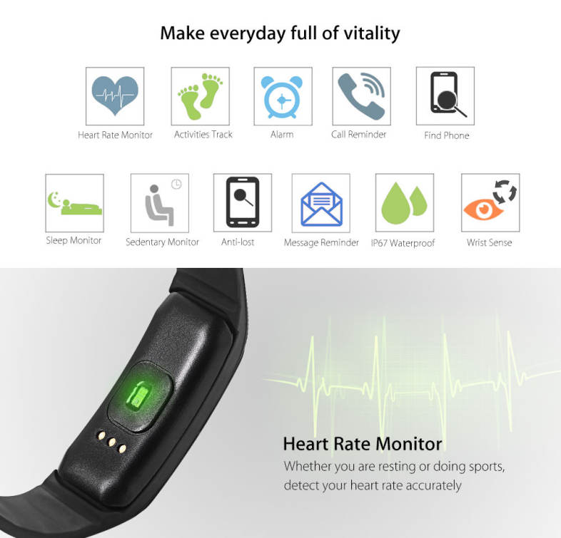 X6 Smart Bracelet Heart Rate Monitor Call SMS Reminder Wristband