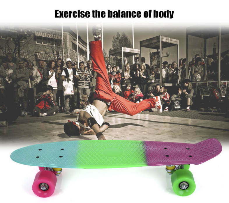 22 inch Colorful Four-wheel Long Skateboard PP Plastic Board Deck