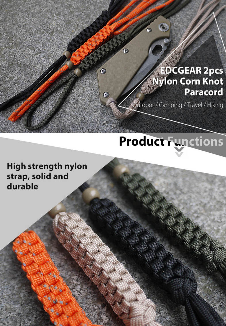 EDCGEAR 2pcs Nylon Corn Knot Ornaments Keychain Paracord
