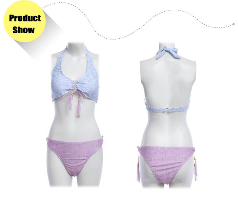 Separated Neck Hanging Backless Adjustable Front Chest Strap Bikini Set Separated Neck Hanging Backless Adjustable Front Chest Strap Bikini Set