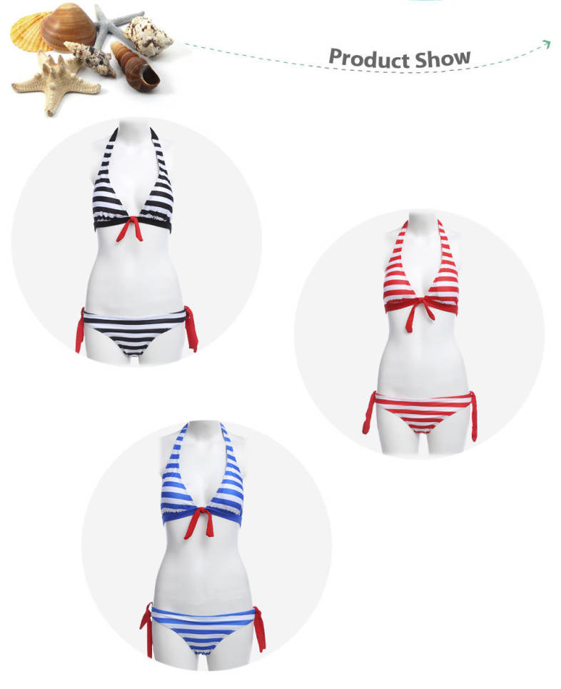 Women Sexy Striped Bikini Separated Swimsuit Set Beach Swimwear
