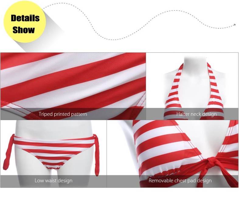 Women Sexy Striped Bikini Separated Swimsuit Set Beach Swimwear