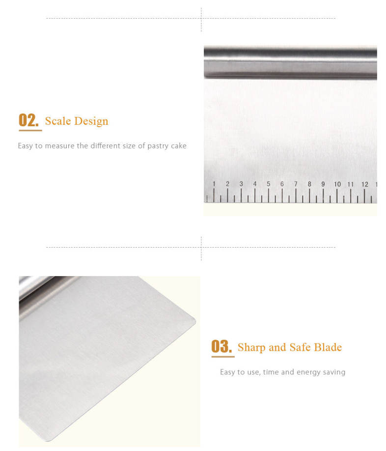 Stainless Steel Dough Pizza Cake Scraper Cutter Slicer
