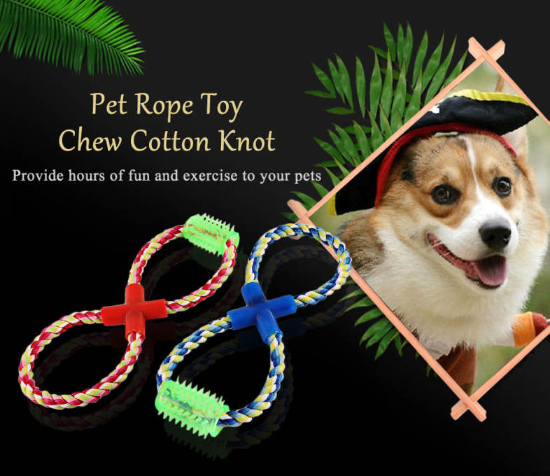 Pet Rope Toy Chew Eight Shape Cotton Knot with Thorn Teeth Clean