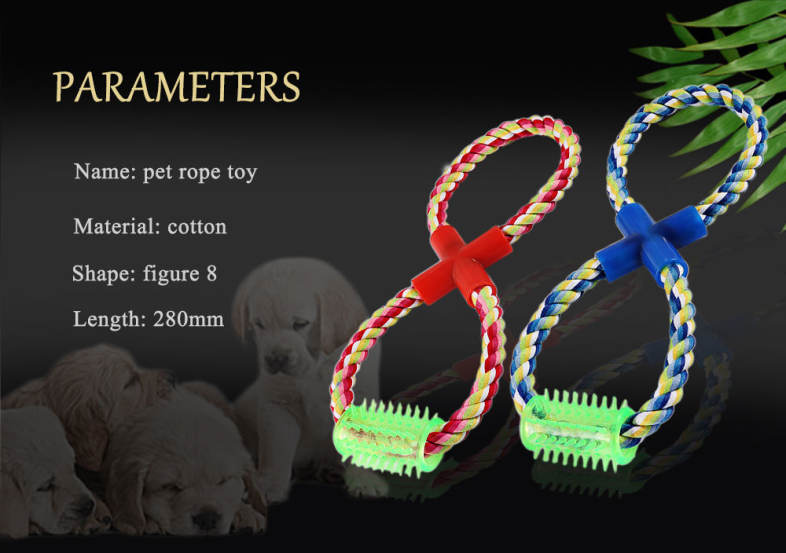 Pet Rope Toy Chew Eight Shape Cotton Knot with Thorn Teeth Clean