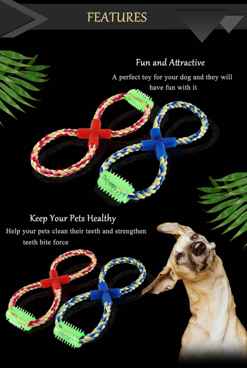 Pet Rope Toy Chew Eight Shape Cotton Knot with Thorn Teeth Clean