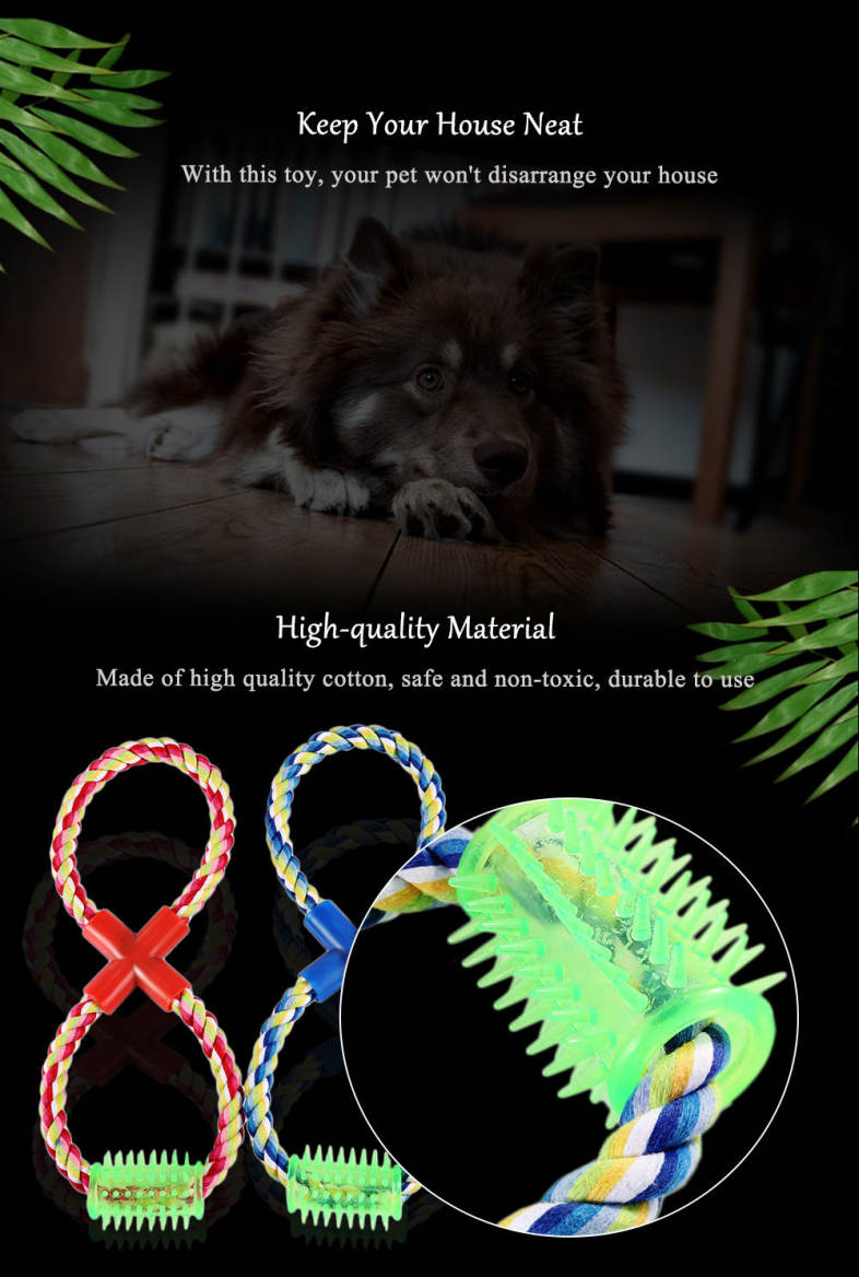 Pet Rope Toy Chew Eight Shape Cotton Knot with Thorn Teeth Clean