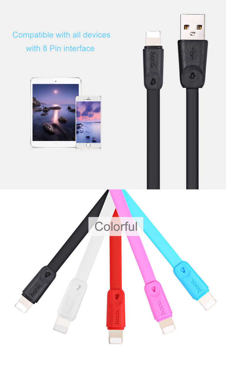 HOCO X9 5V 2.4A 8 Pin TPE Skid-proof Anti-twist Noodle Transfer Data Synchronization Charging Cord 2M