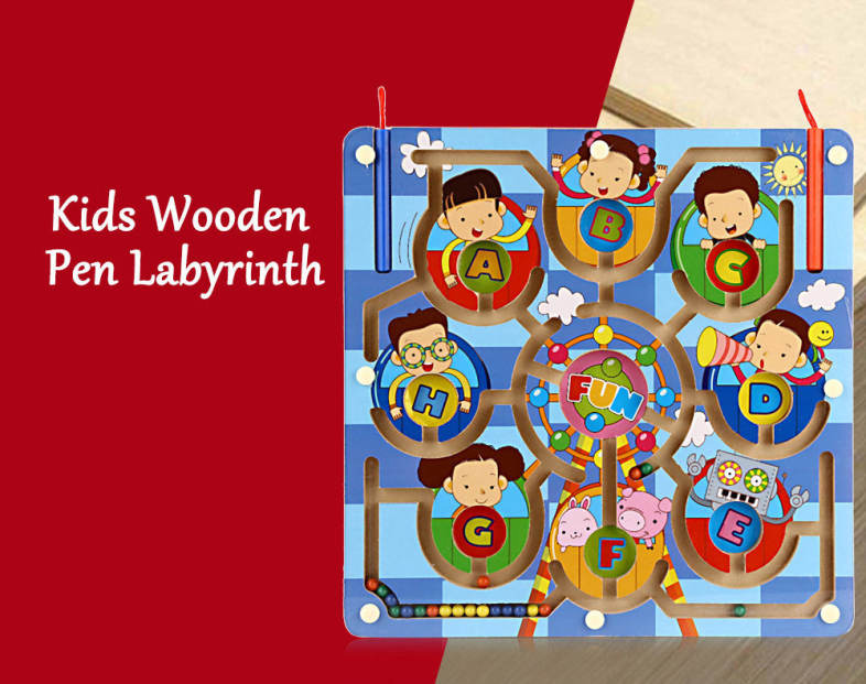 Child Wooden Ferris Wheel Magnetic Pen Labyrinth Puzzle Toy Developmental Learning Intellectual Game