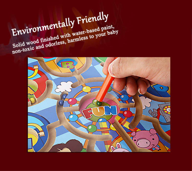 Child Wooden Ferris Wheel Magnetic Pen Labyrinth Puzzle Toy Developmental Learning Intellectual Game