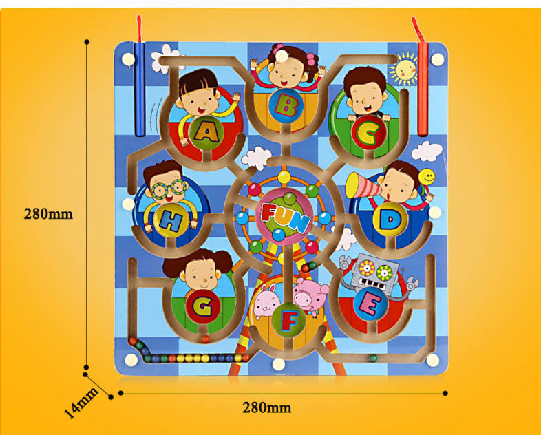Child Wooden Ferris Wheel Magnetic Pen Labyrinth Puzzle Toy Developmental Learning Intellectual Game