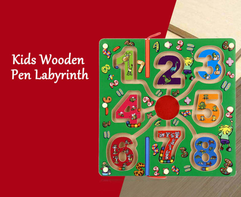 Child Wooden Number Magnetic Pen Labyrinth Puzzle Toy Developmental Learning Intellectual Game
