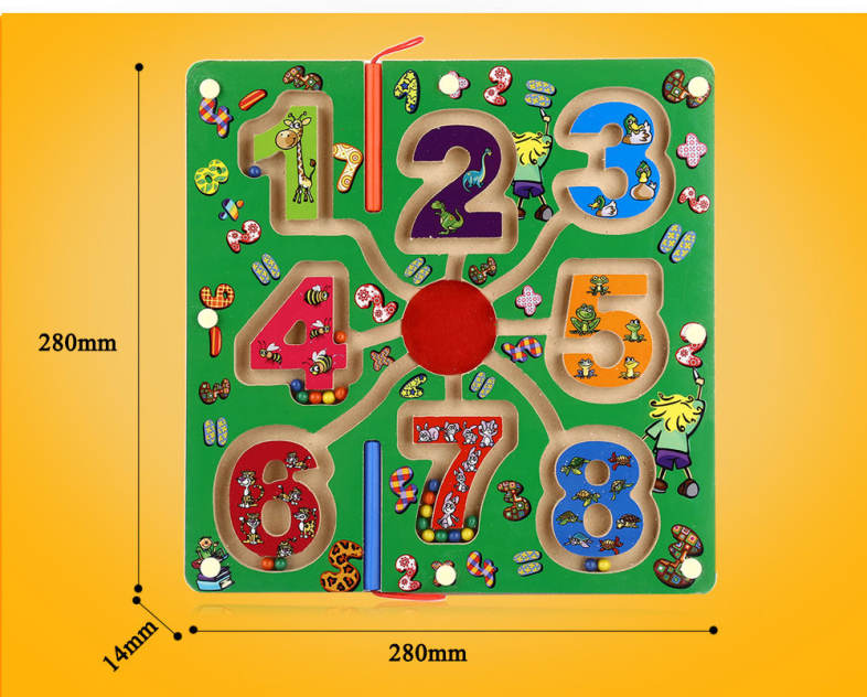 Child Wooden Number Magnetic Pen Labyrinth Puzzle Toy Developmental Learning Intellectual Game