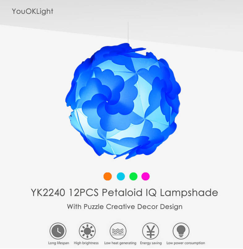 YouOKLight YK2240 12PCS Petaloid IQ Lampshade with Puzzle Creative Decor Design for Room Bar