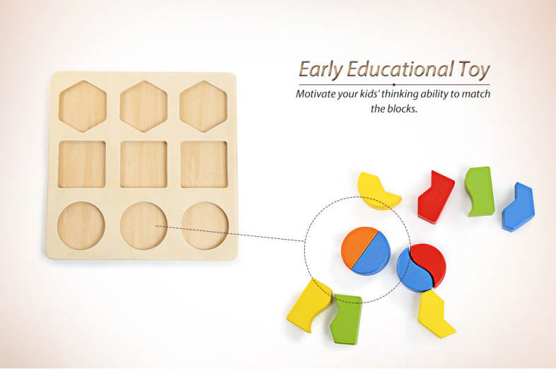 DIY 3D Matching Geometry Wooden Building Block Birthday Xmas Gift