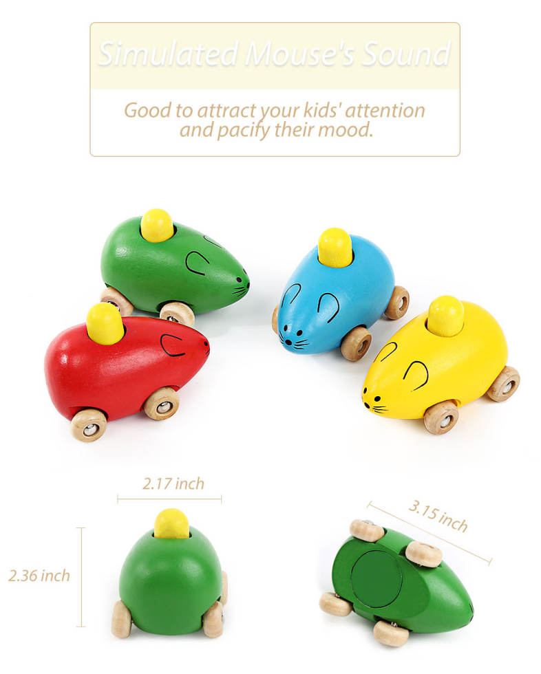 Youlebi Music Squeaking Wooden Mouse Early Intelligent Toy