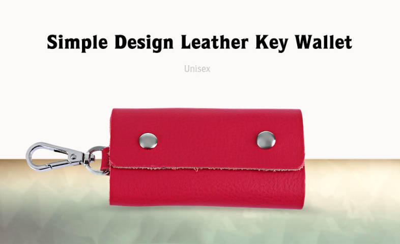Unisex Candy Colors Soft Leather Key Wallet with Snap Hook