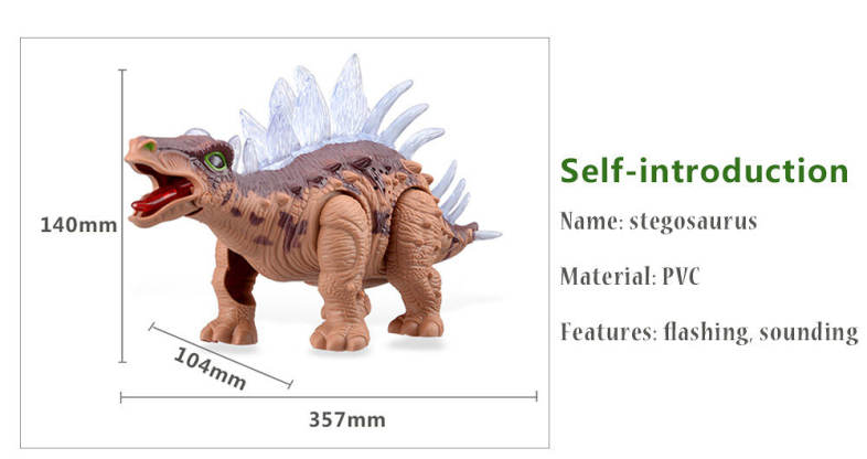 RongKai Realistic Electric Animal Model Stegosaurus Battery Operated Assemble Dinosaur Toy Gift for Kids