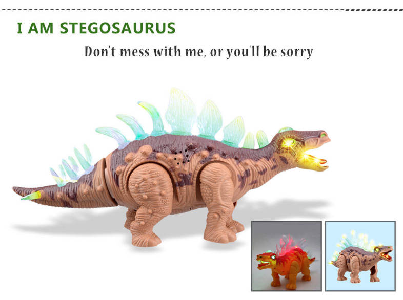 RongKai Realistic Electric Animal Model Stegosaurus Battery Operated Assemble Dinosaur Toy Gift for Kids