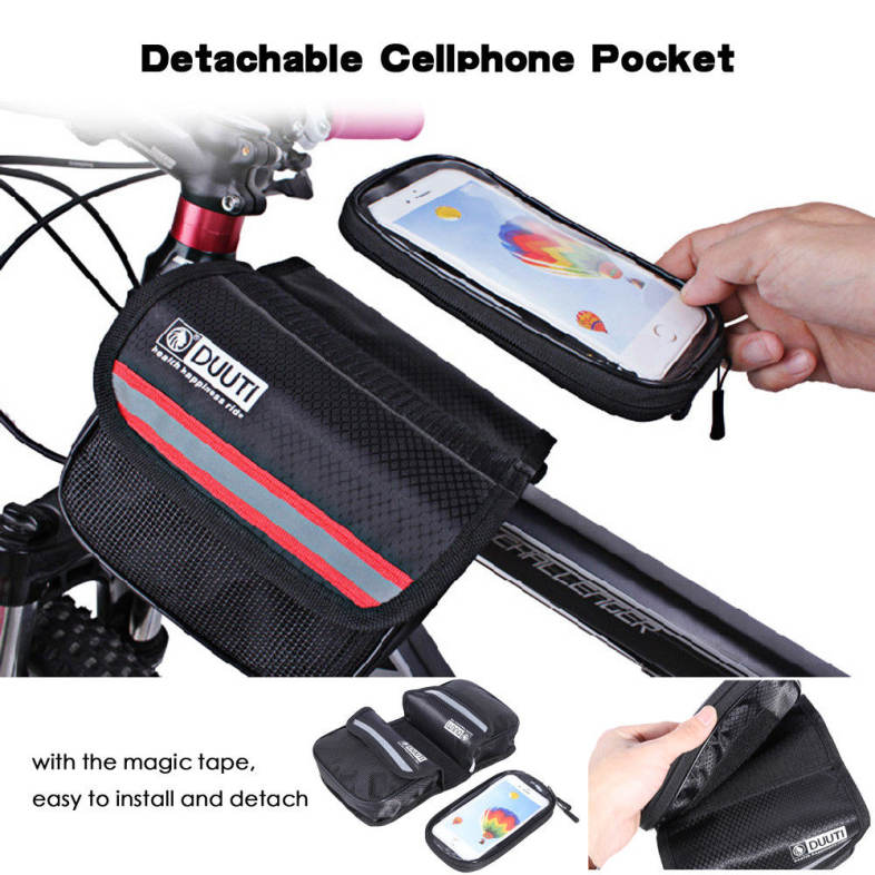 DUUTI Cycling Bike Bag Tube Top Front Frame Pannier Double Pouch for Cellphone