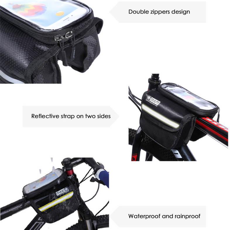 DUUTI Cycling Bike Bag Tube Top Front Frame Pannier Double Pouch for Cellphone
