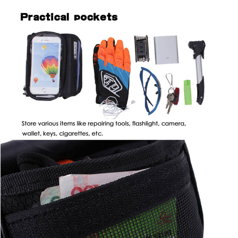 DUUTI Cycling Bike Bag Tube Top Front Frame Pannier Double Pouch for Cellphone