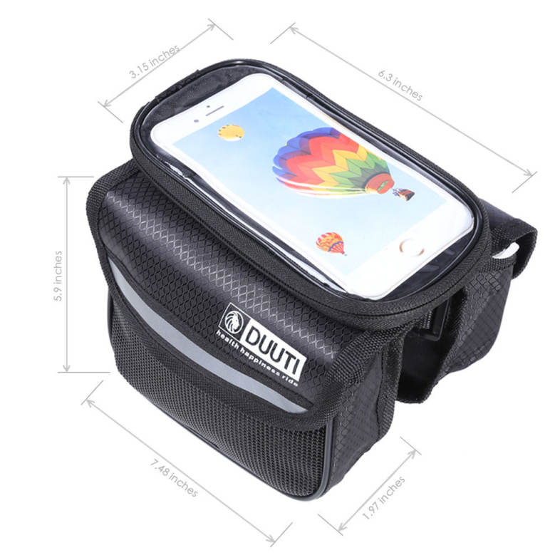 DUUTI Cycling Bike Bag Tube Top Front Frame Pannier Double Pouch for Cellphone
