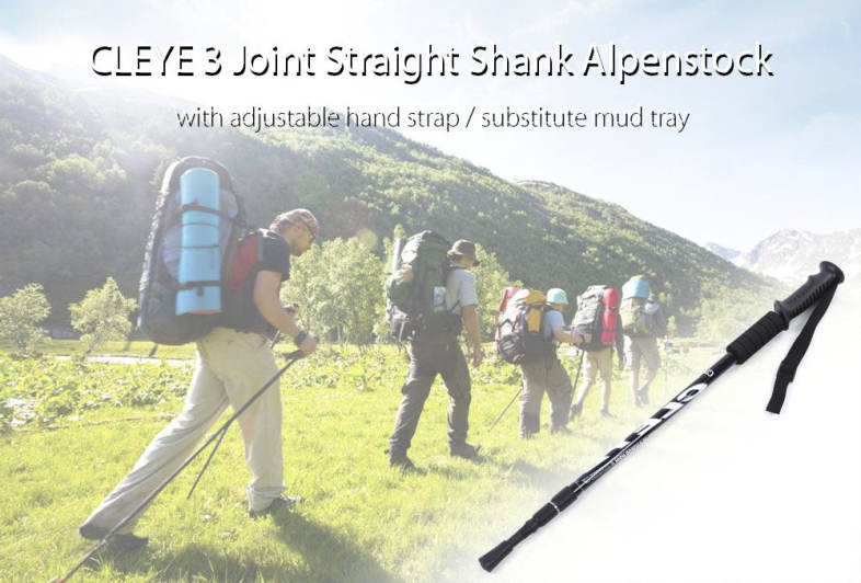 CLEYE 3 Joint Aluminum Alloy Anti-shock Trekking Straight Shank Alpenstock Climbing Pole Crutch
