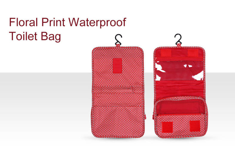 H-Dwiss Large Capacity Water Resistant Floral Print Makeup Storage Toilet Bag