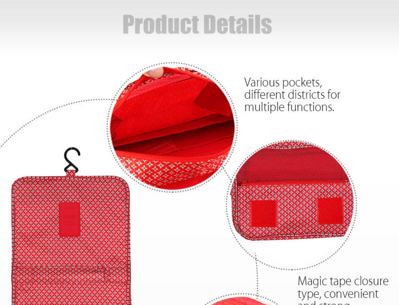 H-Dwiss Large Capacity Water Resistant Floral Print Makeup Storage Toilet Bag