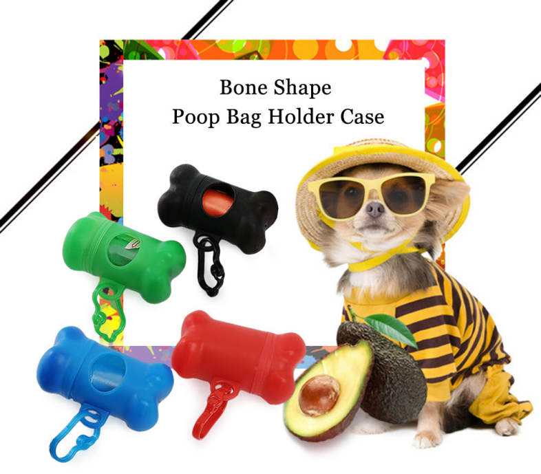 Bone Shape Dog Poop Bag Dispenser with Carabiner Clip