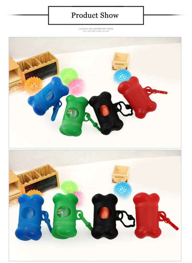 Bone Shape Dog Poop Bag Dispenser with Carabiner Clip