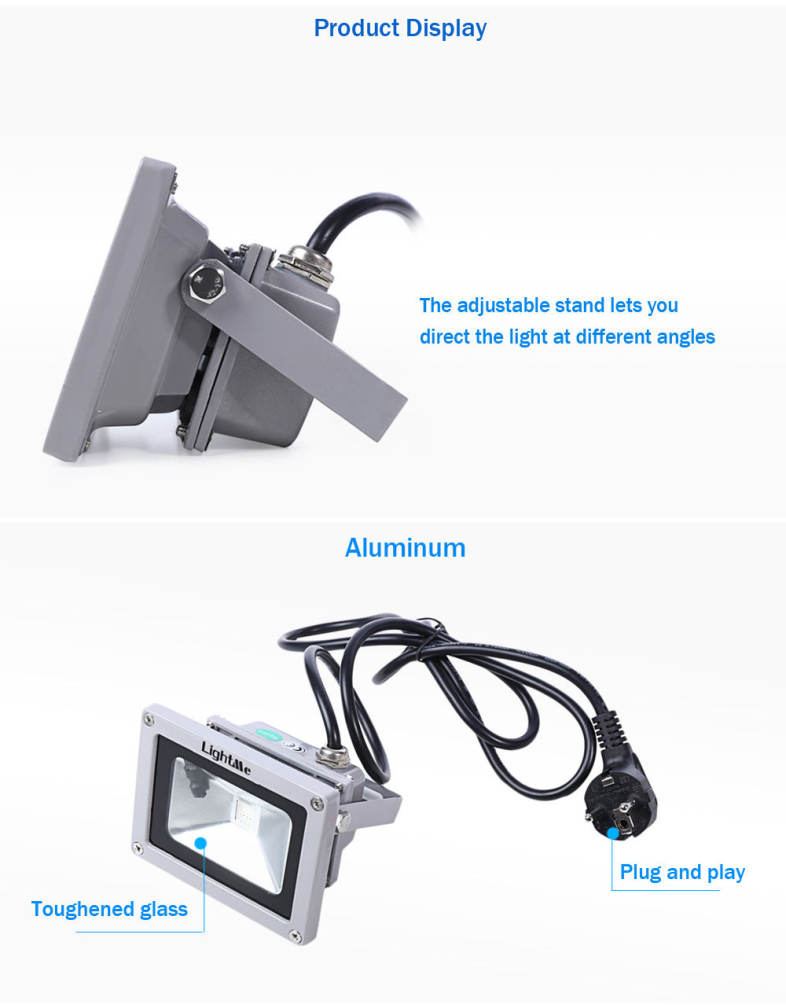 Lightme Outdoor AC 85 - 265V 10W 900LM LED Flood Light Waterproof Landscape Spotlight with Remote Controller