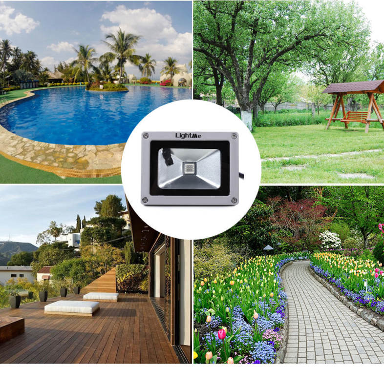 Lightme Outdoor AC 85 - 265V 10W 900LM LED Flood Light Waterproof Landscape Spotlight with Remote Controller