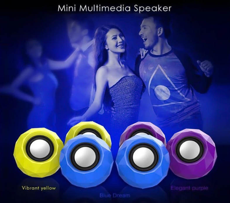 PopuPine M01 Ultra Mini HiFi LED Shinning USB2.0 Speaker MP3 Player with 3.5mm Jack for Outdoor Travel - 2PCS