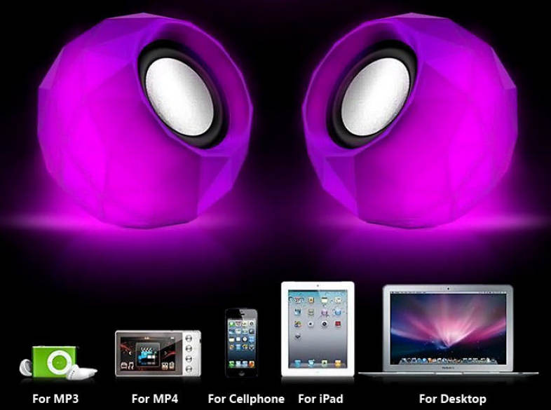 PopuPine M01 Ultra Mini HiFi LED Shinning USB2.0 Speaker MP3 Player with 3.5mm Jack for Outdoor Travel - 2PCS