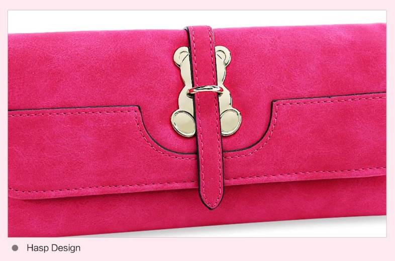 Casual Bear Pattern Hasp Design Suede Large Storage Wallet for Women