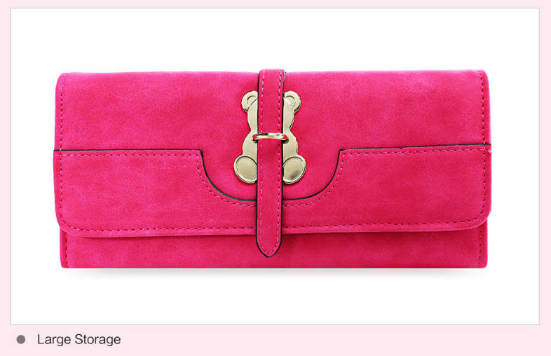 Casual Bear Pattern Hasp Design Suede Large Storage Wallet for Women