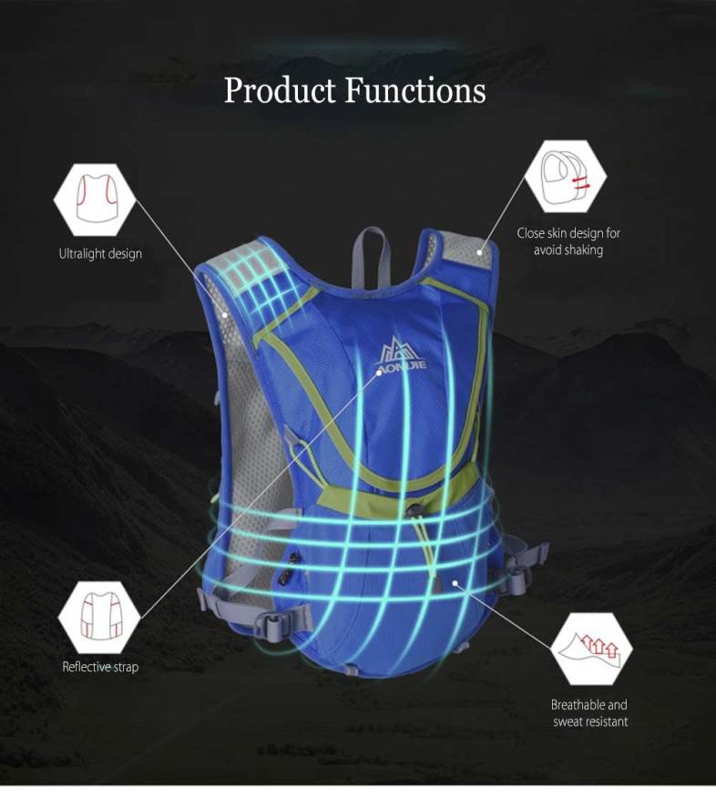 AONIJIE 8L Unisex Ultralight Running Backpack with 1.5L Water Bag for Outdoor Sports