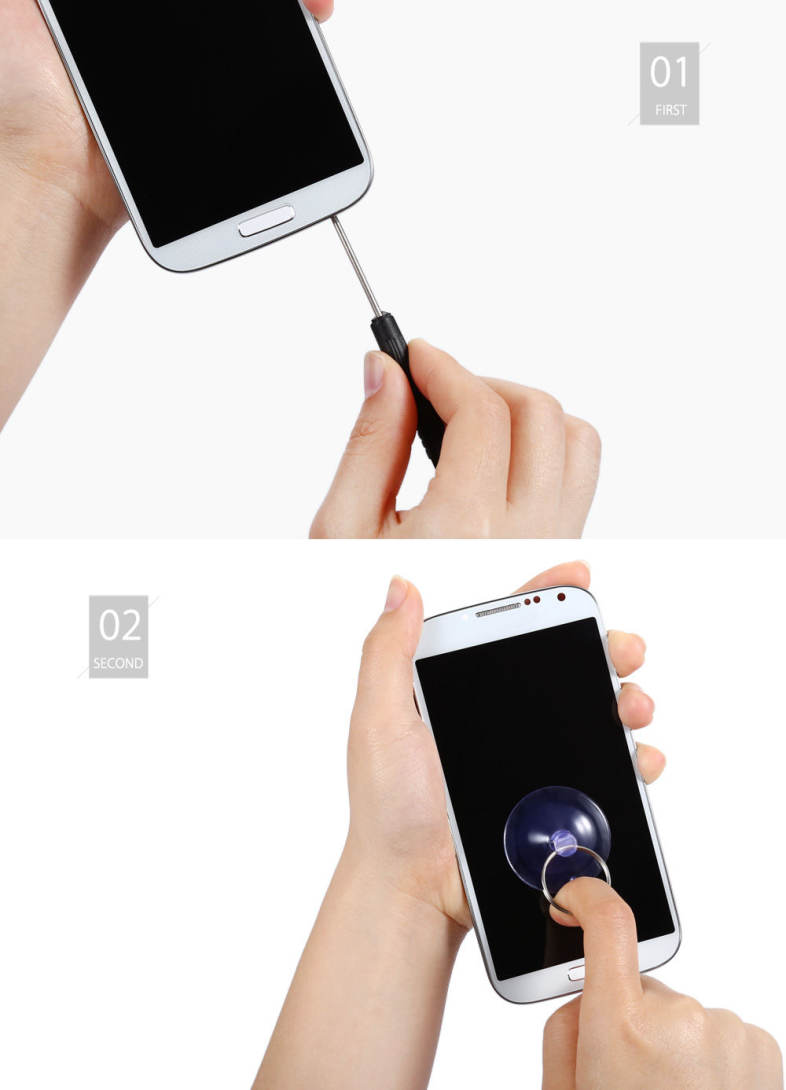 Replacement LCD Screen Frame Assembly   Touch Glass Digitizer Phone Repair Tool Kit for Samsung S4 I9505