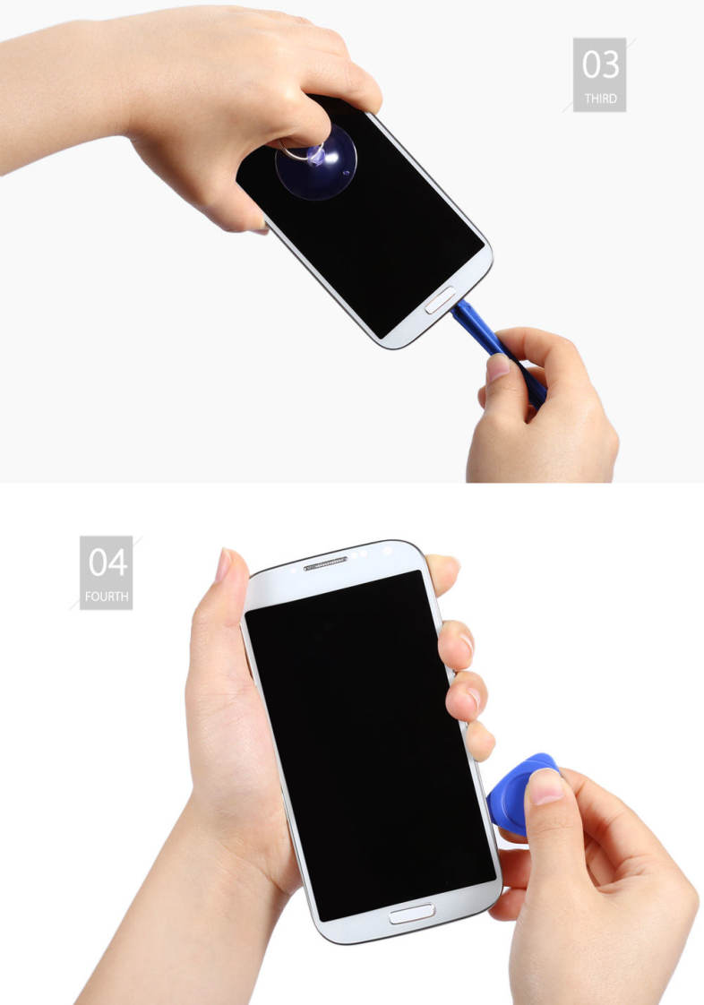 Replacement LCD Screen Frame Assembly   Touch Glass Digitizer Phone Repair Tool Kit for Samsung S4 I9505