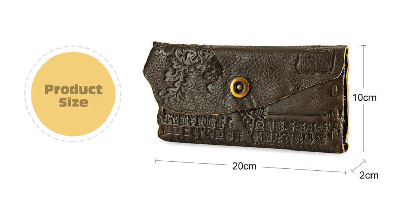 Old Classical Chinese Characters Print Unisex Handmade Snap Fastener Wallet