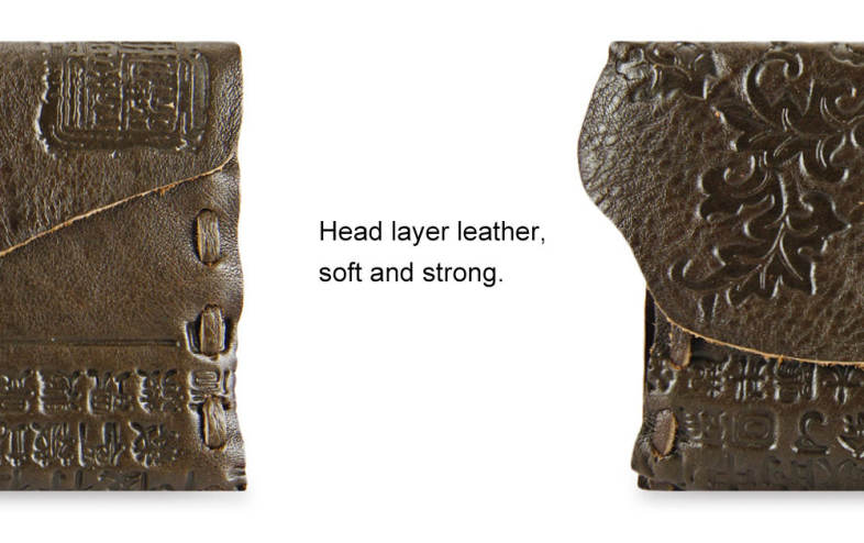 Old Classical Chinese Characters Print Unisex Handmade Snap Fastener Wallet