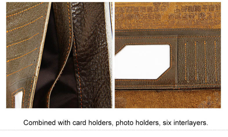 Old Classical Chinese Characters Print Unisex Handmade Snap Fastener Wallet