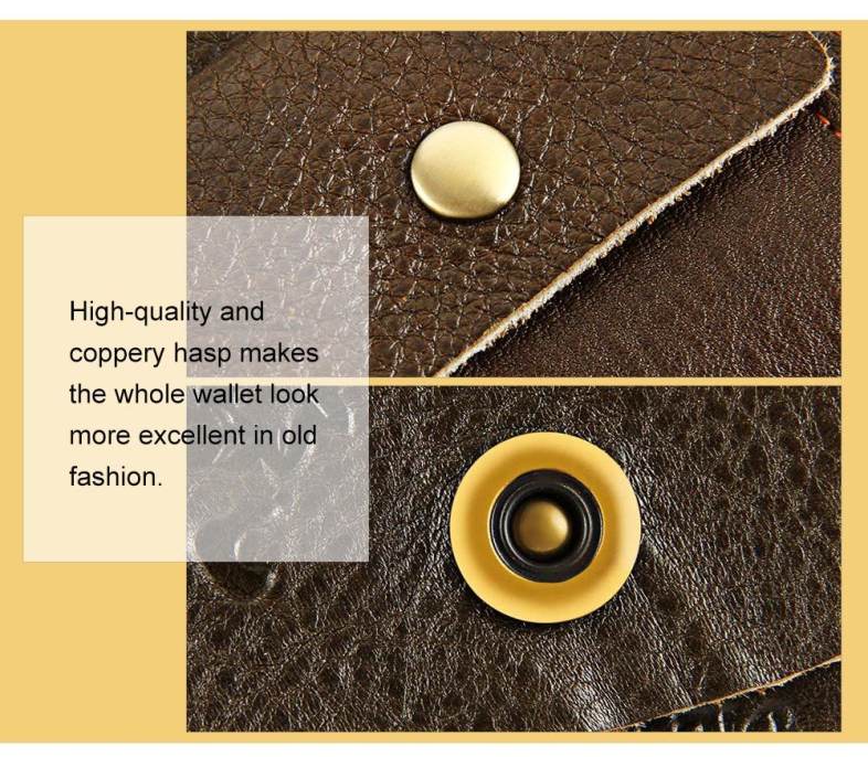 Old Classical Chinese Characters Print Unisex Handmade Snap Fastener Wallet